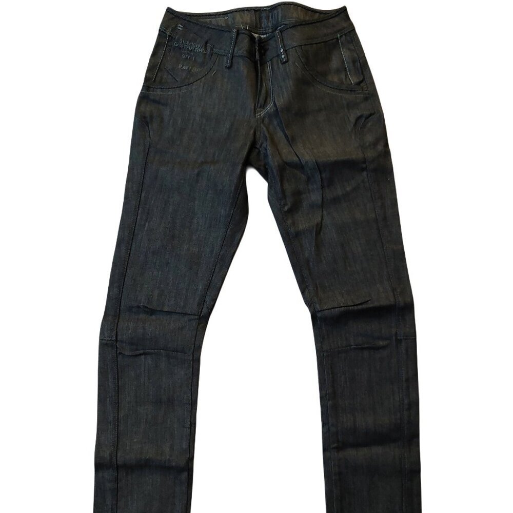Retro Vintage G-Star 3301 Straight Leg Dark Blue Denim Jeans Sz 27 NWT - Picture 2 of 12
